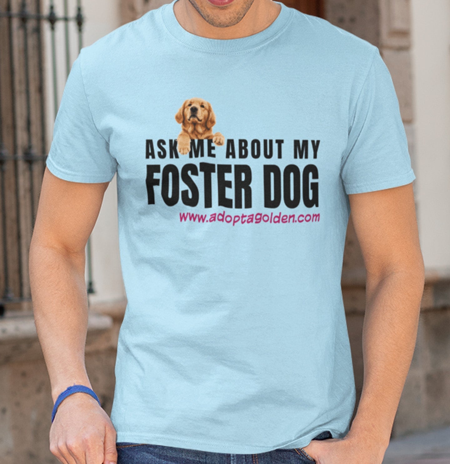 Ask Me About My Foster Dog Black Text - Adult Unisex T-Shirt - Main