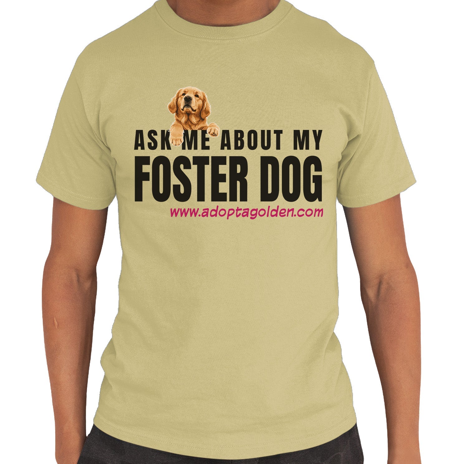 Ask Me About My Foster Dog Black Text - Adult Unisex T-Shirt - Yellow