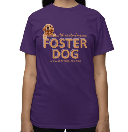 Ask Me About My Foster Dog Fawn Text - Adult Unisex T-Shirt - Purple