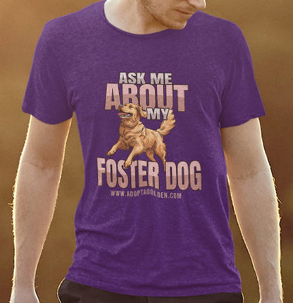 Ask Me About My Foster Dog Jumping Dog - Adult Unisex T-Shirt - Main