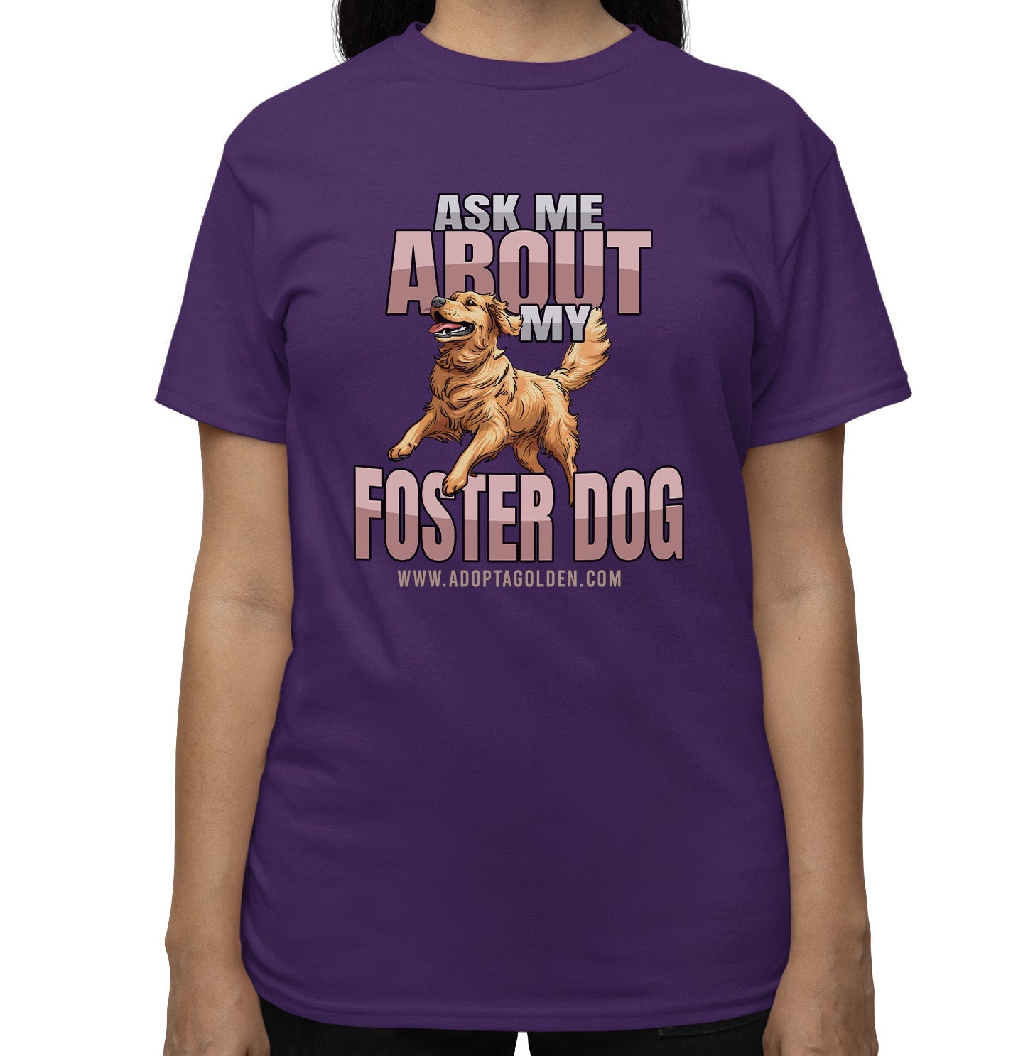 Ask Me About My Foster Dog Jumping Dog - Adult Unisex T-Shirt - Purple