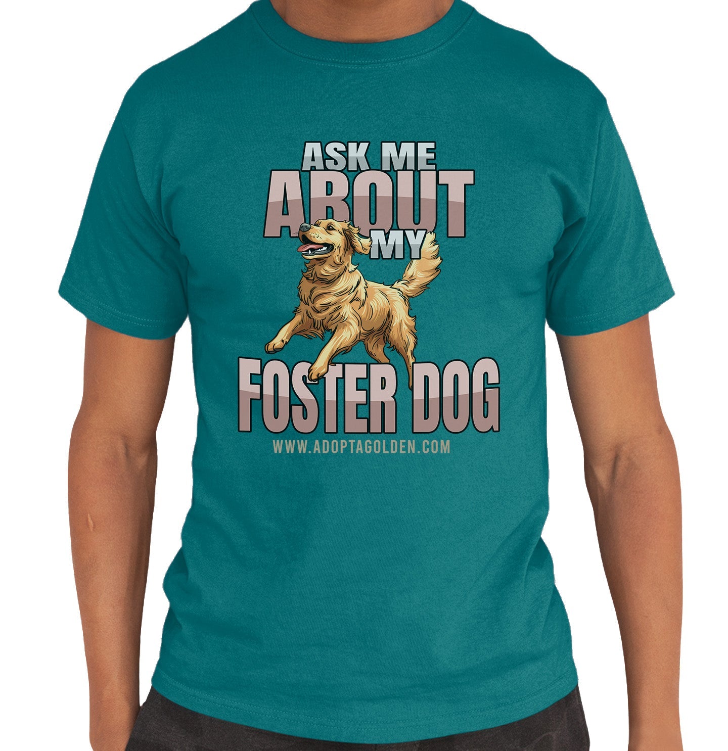 Ask Me About My Foster Dog Jumping Dog - Adult Unisex T-Shirt - Teal