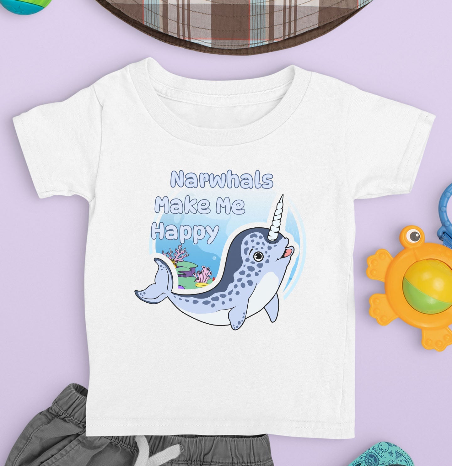 Narhwal Toon Make Me Happy - Toddler Unisex T-Shirt - Main