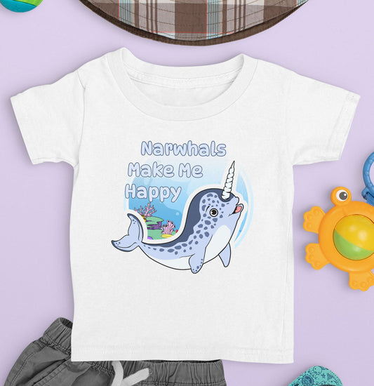 Narhwal Toon Make Me Happy - Toddler Unisex T-Shirt - Main