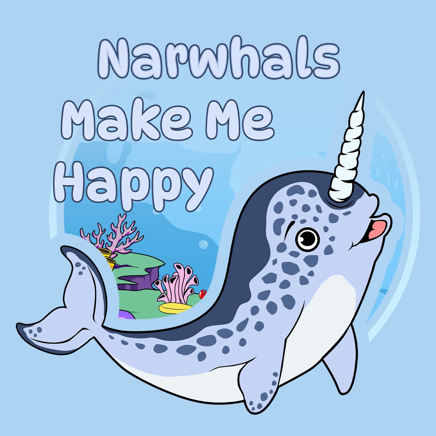 Narhwal Toon Make Me Happy - Kids' Unisex T-Shirt - Graphic