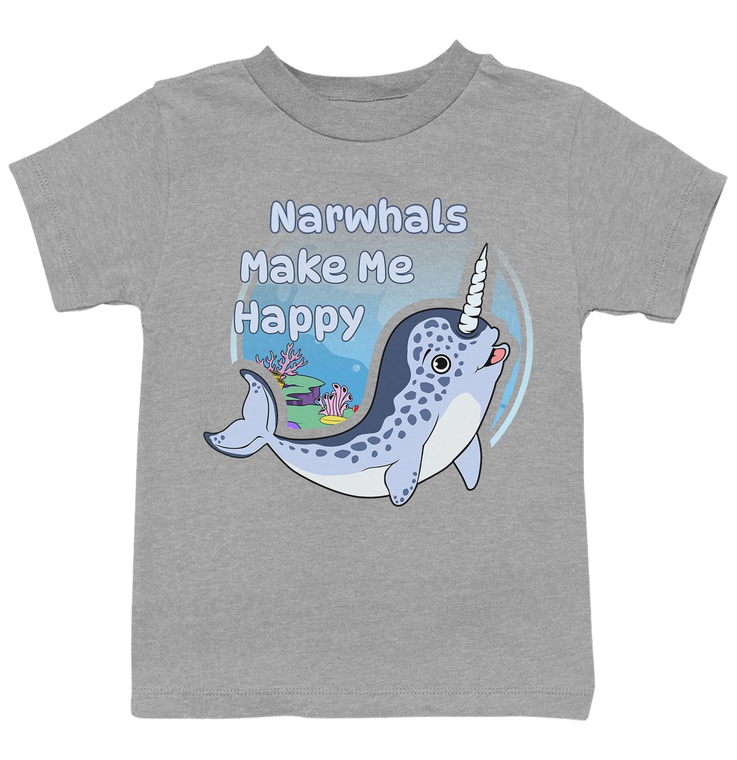 Narhwal Toon Make Me Happy - Kids' Unisex T-Shirt - Grey