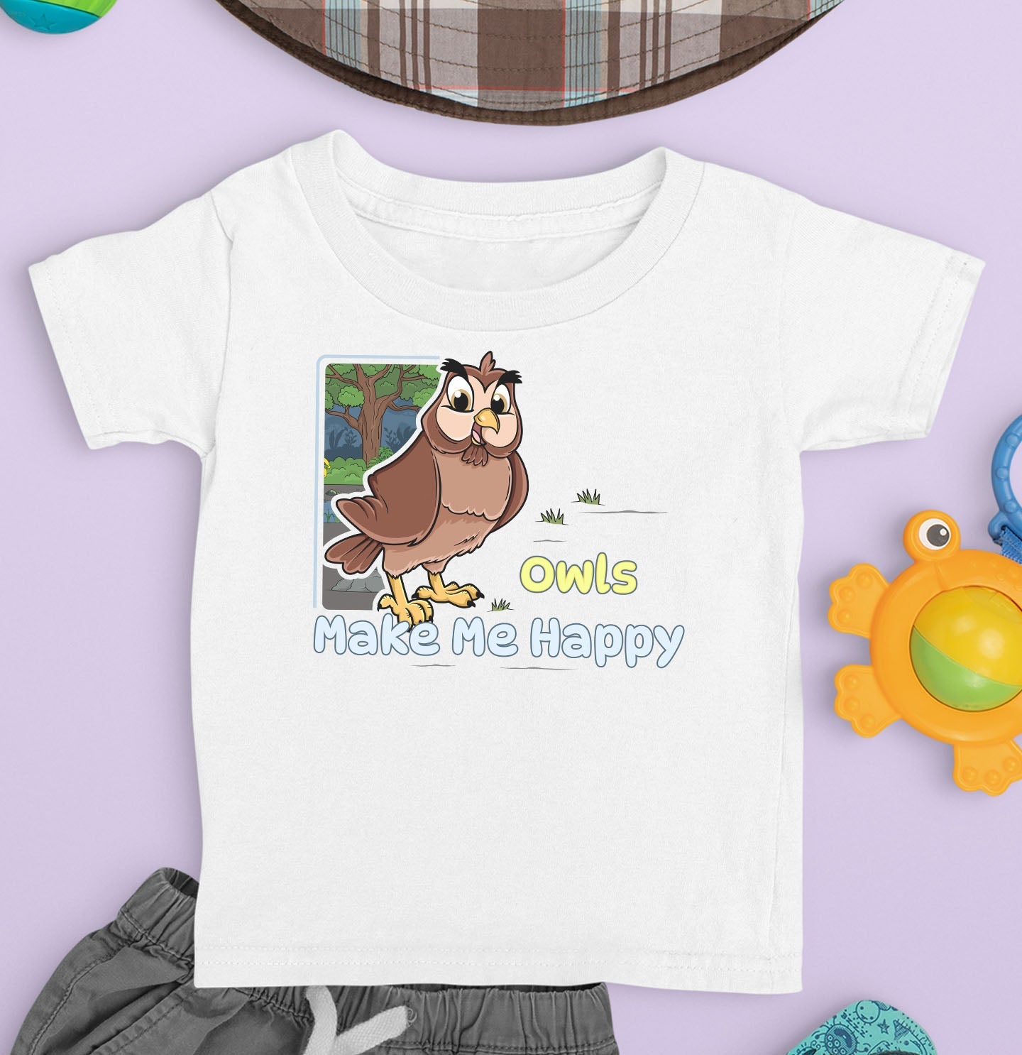 Owl Toon Make Me Happy - Toddler Unisex T-Shirt - Main