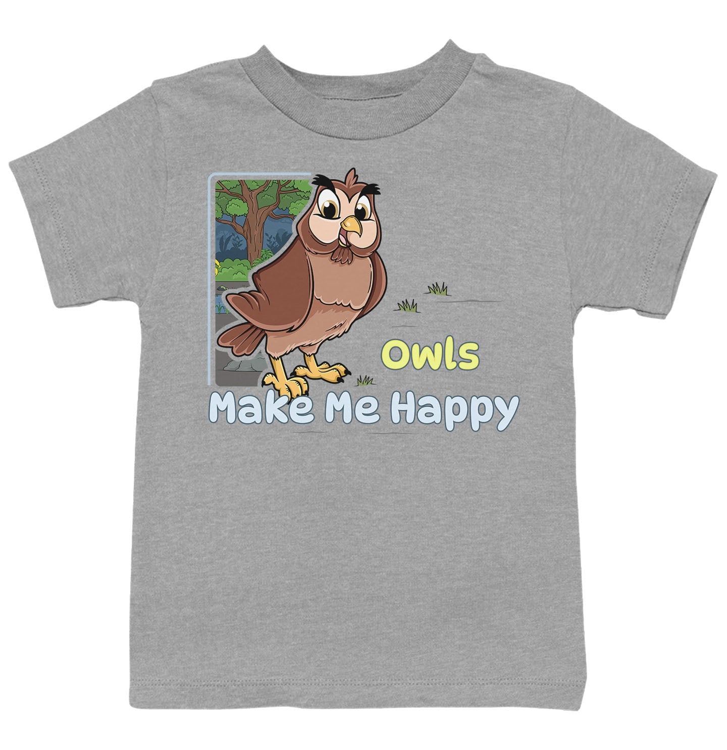 Owl Toon Make Me Happy - Kids' Unisex T-Shirt - Grey