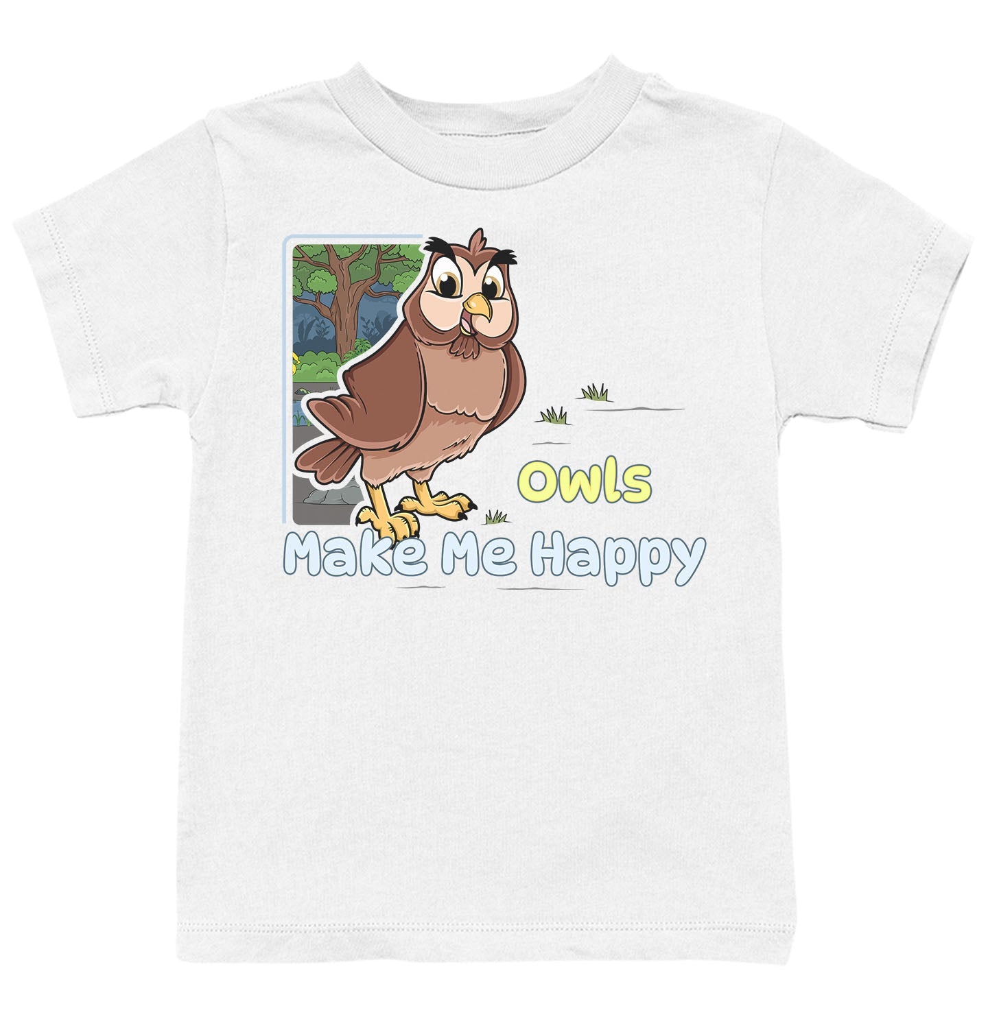 Owl Toon Make Me Happy - Kids' Unisex T-Shirt - White