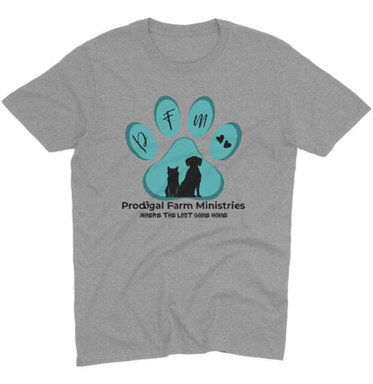 PFM Dog and Cat Logo - Adult Unisex T-Shirt - Grey - Large - Specs