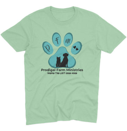 PFM Dog and Cat Logo - Adult Unisex T-Shirt - Grey - 3X-Large - Mint Green