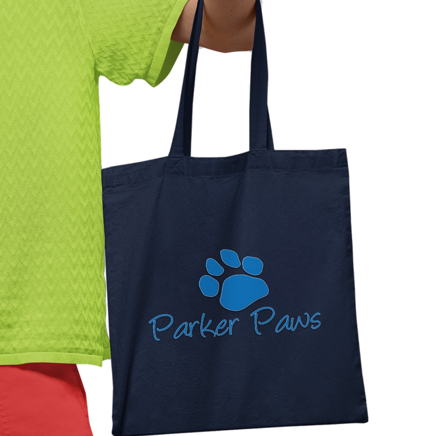 Parker Paws Blue Paw Print Logo - Cotton Canvas Tote