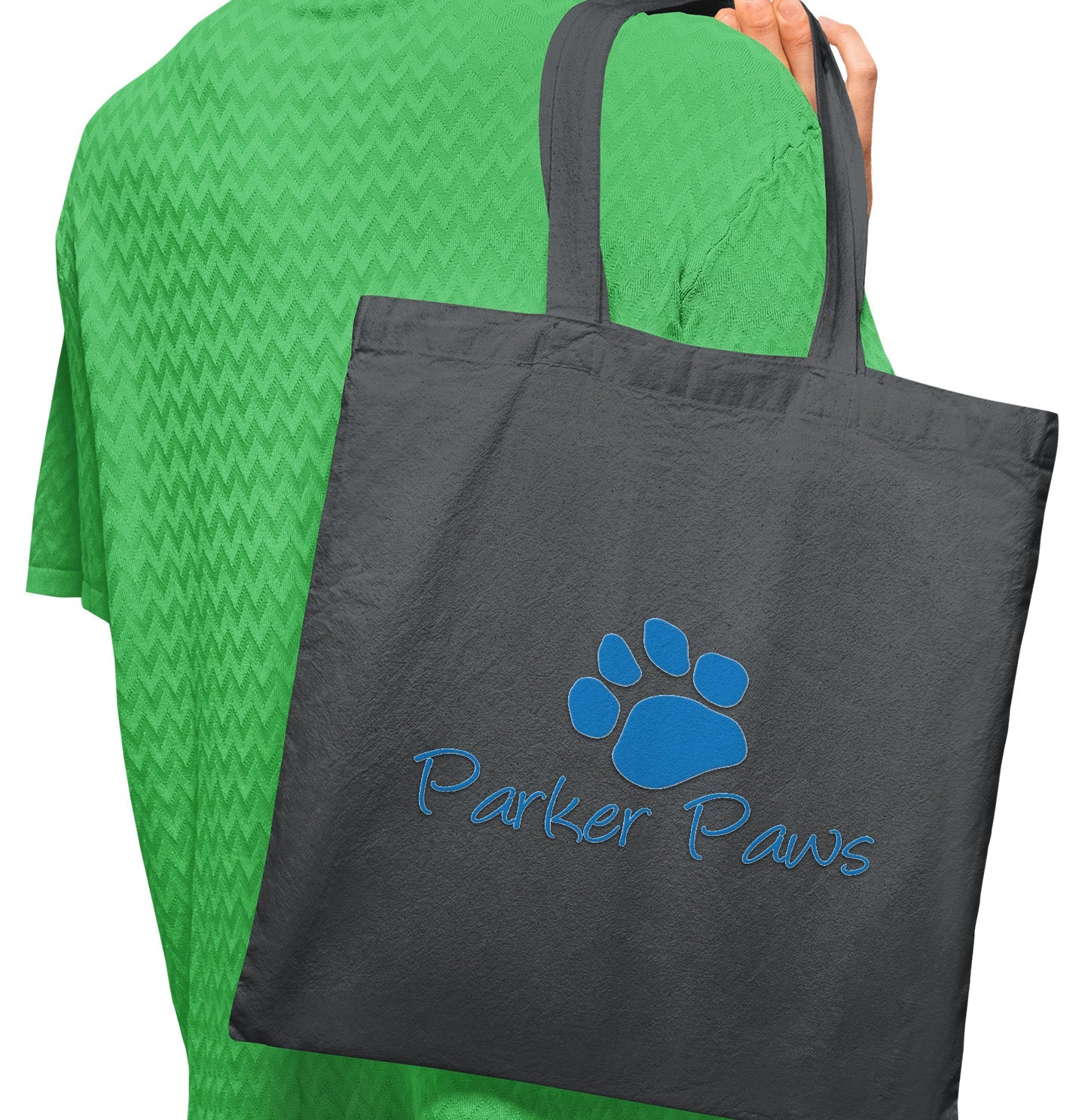 Parker Paws Blue Paw Print Logo - Cotton Canvas Tote