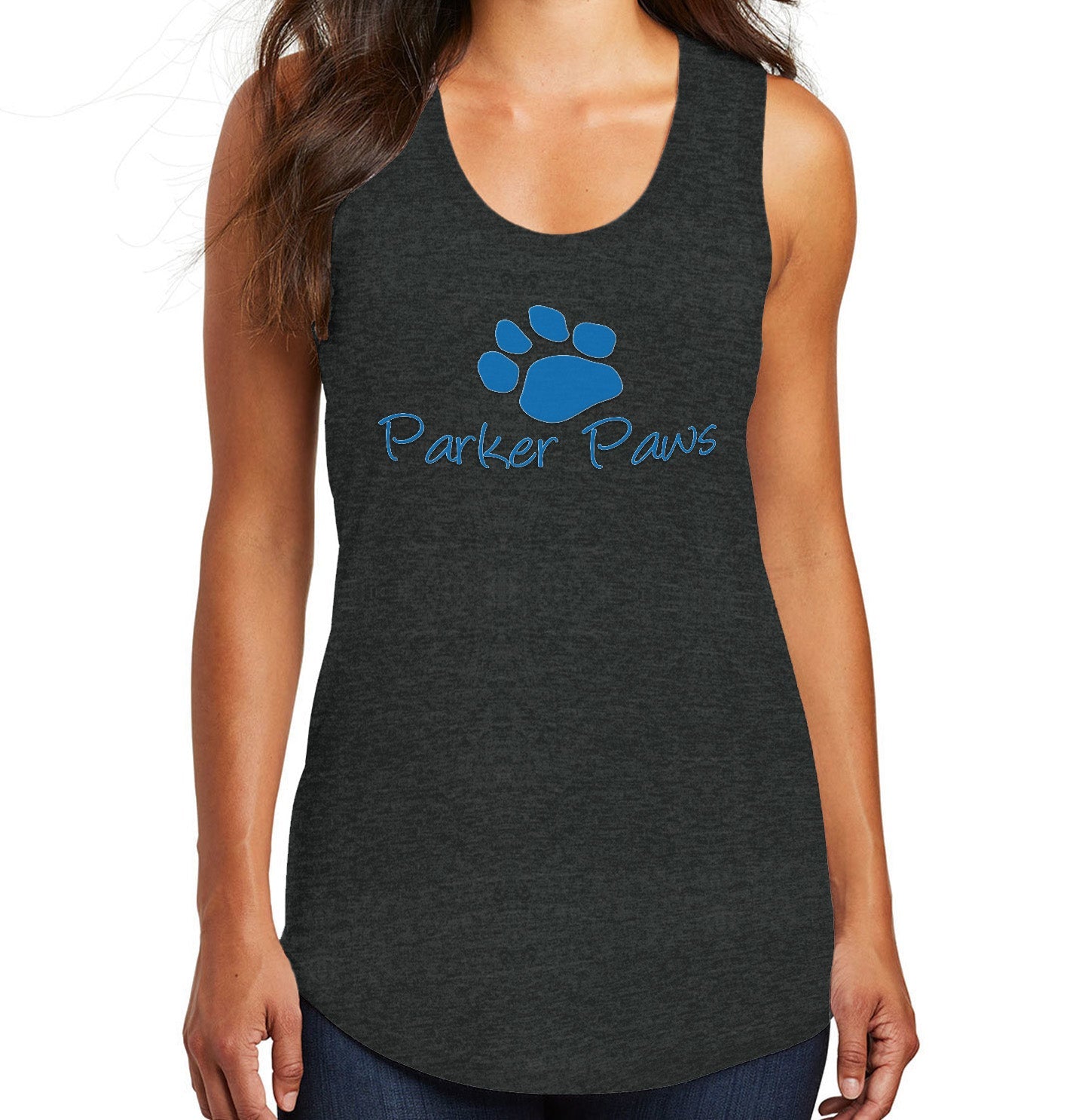 Parker Paws Blue Paw Print Logo - Women's Tri-Blend Racerback Tank