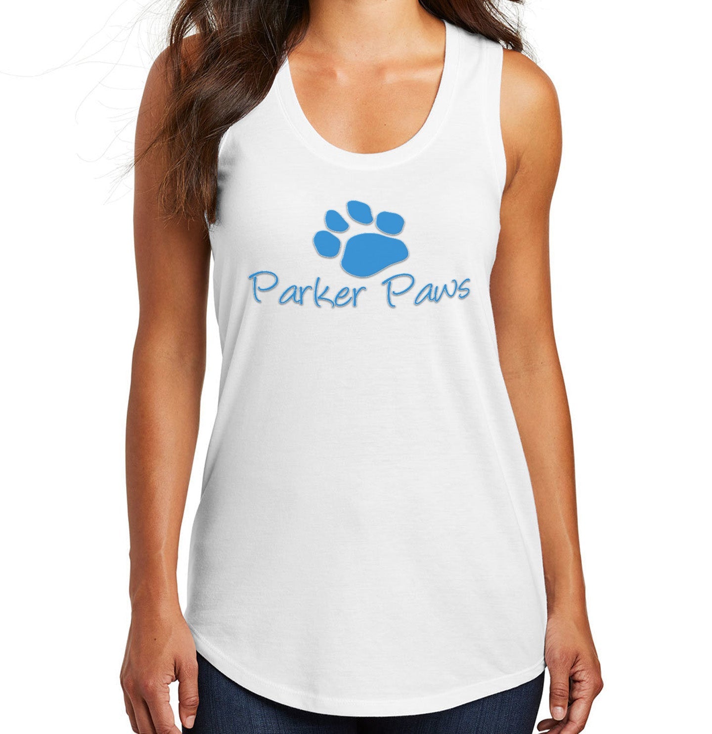 Parker Paws Blue Paw Print Logo - Women's Tri-Blend Racerback Tank