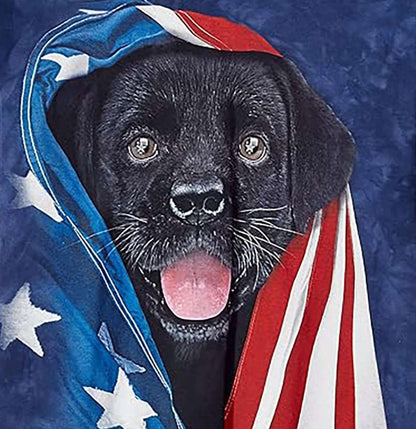 Patriotic Black Lab Pup - Adult Unisex T-Shirt