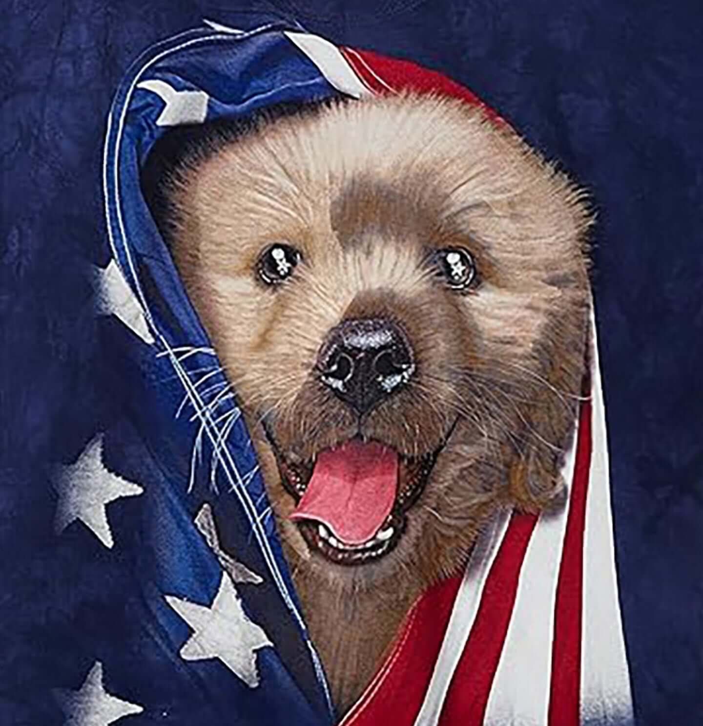 Patriotic Golden Pup - Adult Unisex T-Shirt