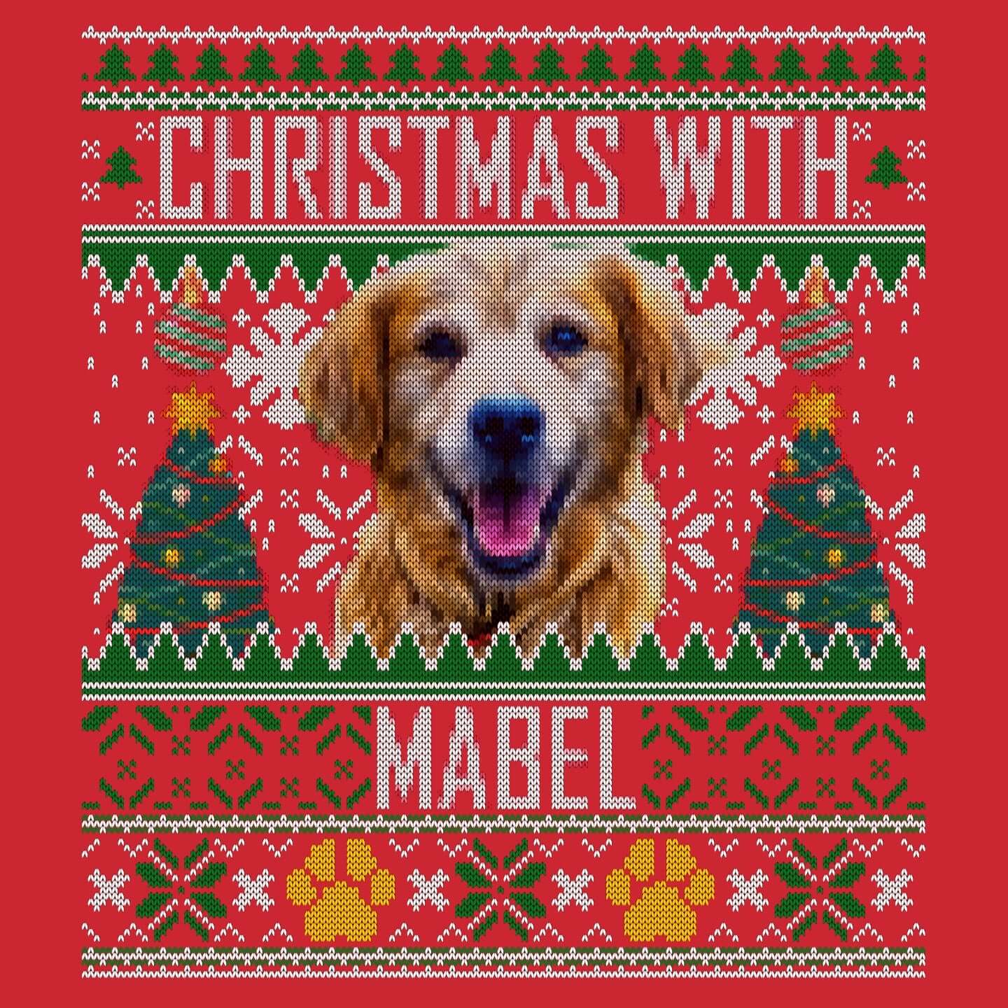 Ugly Christmas Sweater Pet Photo - Personalized Custom Adult Unisex Crewneck Sweatshirt - Red - Medium - Graphic