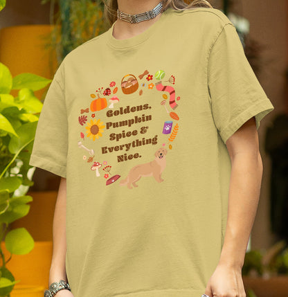 Goldens Pumpkin Spice and Everything Nice - Personalized Custom Adult Unisex T-Shirt - Main