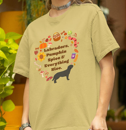 Labradors Pumpkin Spice and Everything Nice - Personalized Custom Adult Unisex T-Shirt - Main