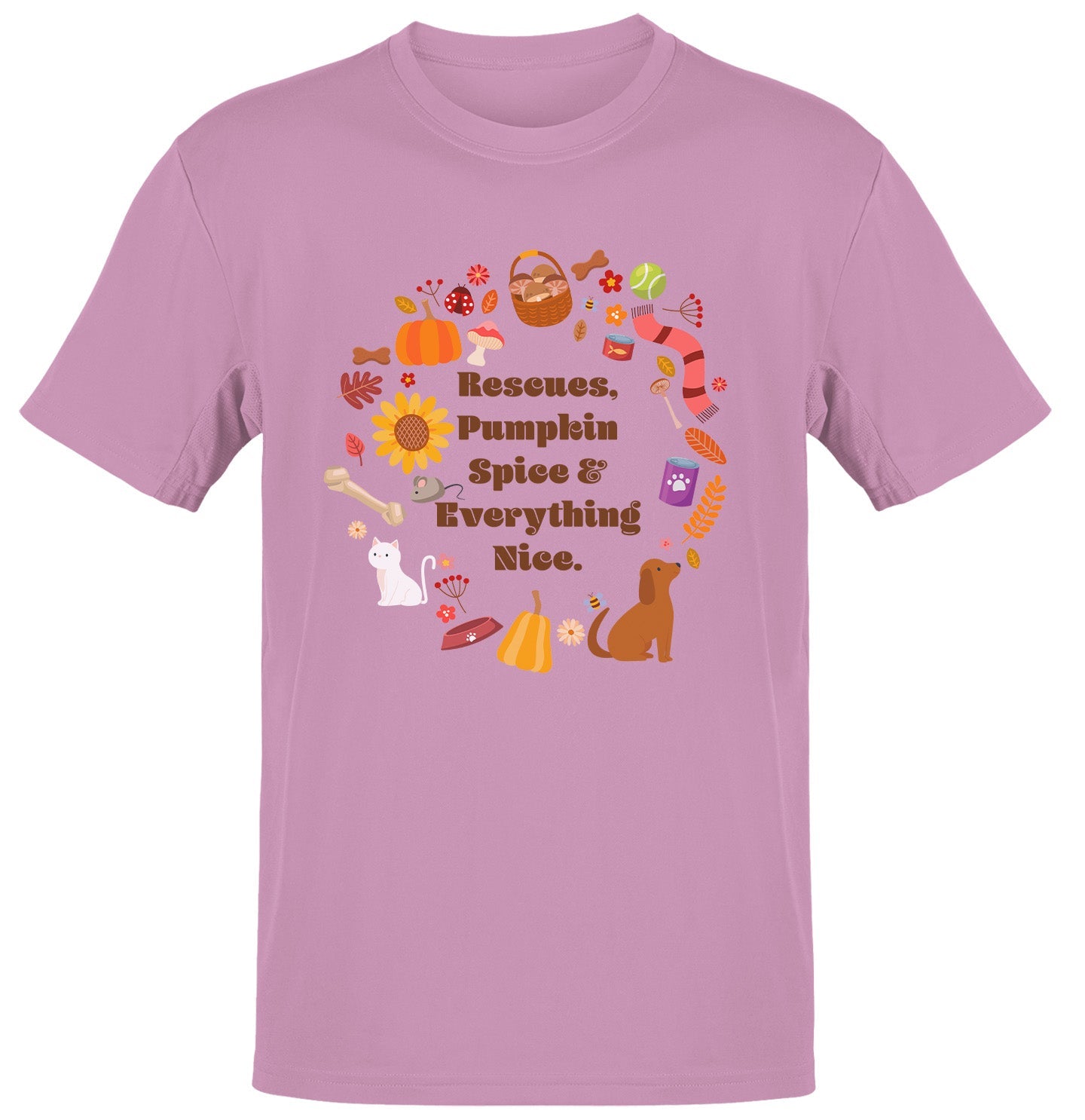 Rescues Pumpkin Spice and Everything Nice - Personalized Custom Adult Unisex T-Shirt - Pink