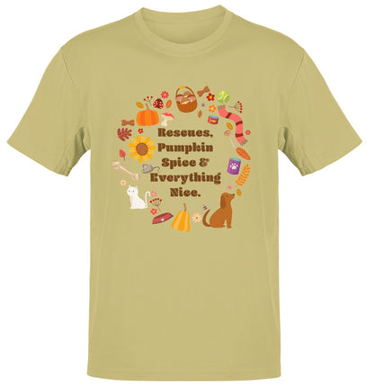 Rescues Pumpkin Spice and Everything Nice - Personalized Custom Adult Unisex T-Shirt - Yellow