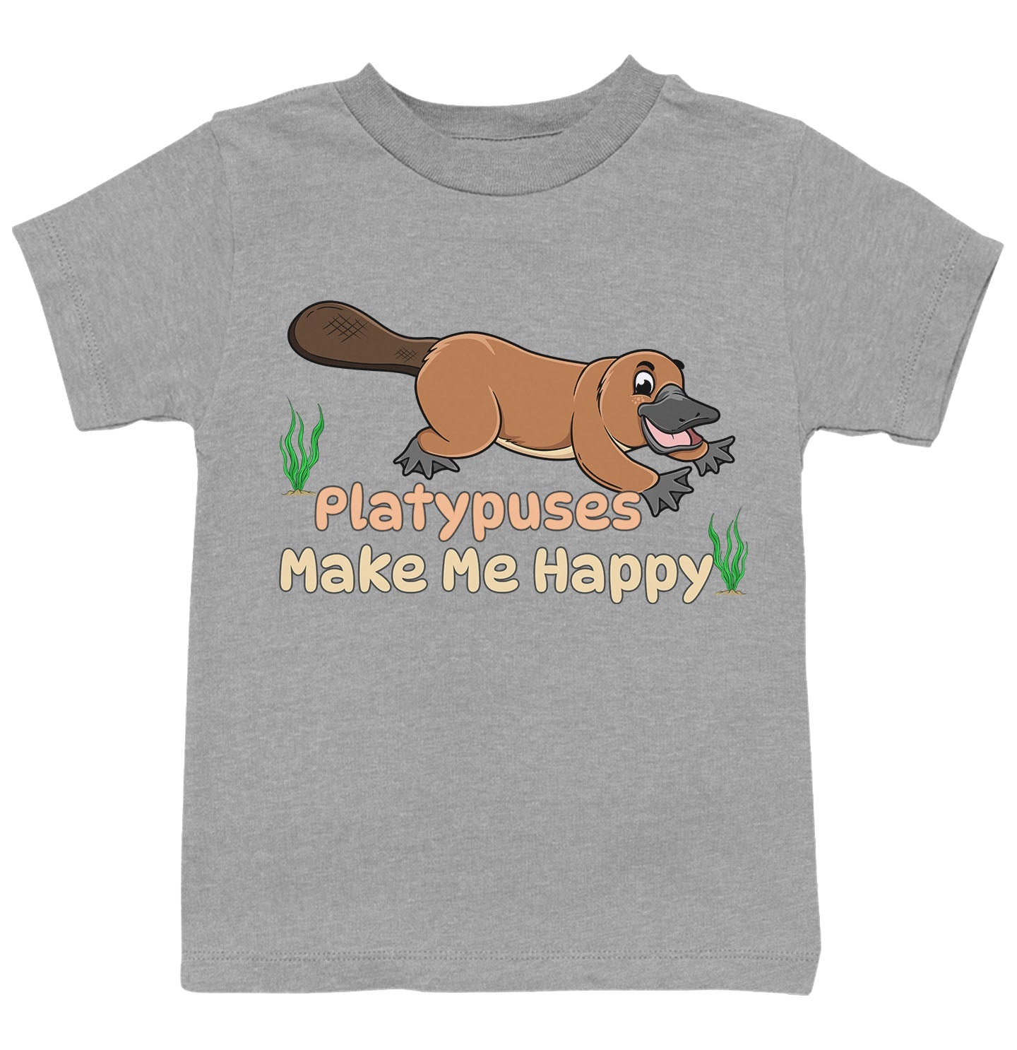 Platypus Toon Make Me Happy - Kids' Unisex T-Shirt - Grey