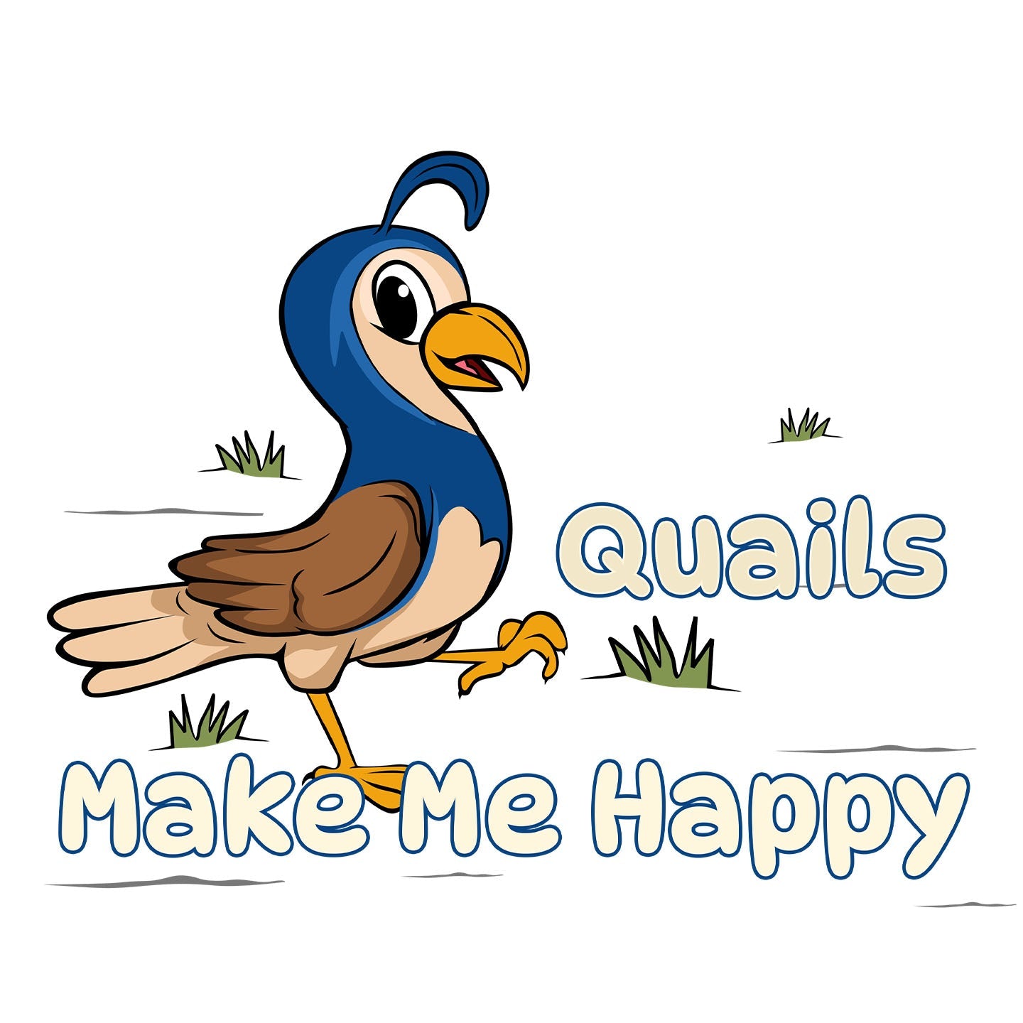 Quail Toon Make Me Happy - Adult Unisex T-Shirt - Graphic