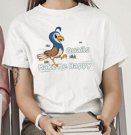 Quail Toon Make Me Happy - Adult Unisex T-Shirt - Main