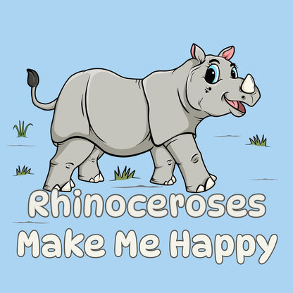 Rhinoceros Toon Make Me Happy - Kids' Unisex T-Shirt - Graphic