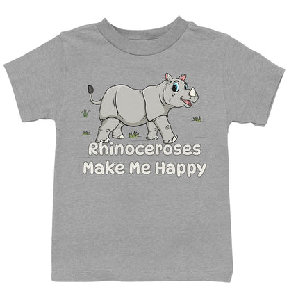 Rhinoceros Toon Make Me Happy - Kids' Unisex T-Shirt - Grey