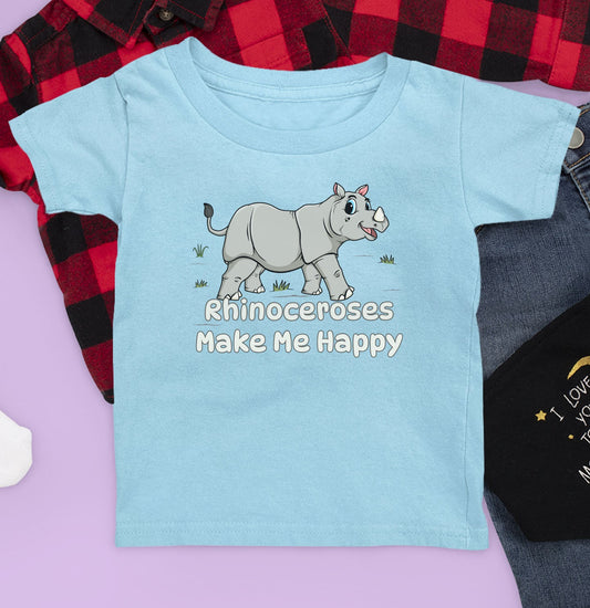 Rhinoceros Toon Make Me Happy - Kids' Unisex T-Shirt - Main