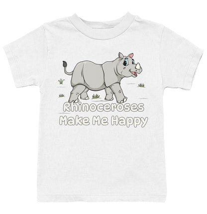 Rhinoceros Toon Make Me Happy - Kids' Unisex T-Shirt - White