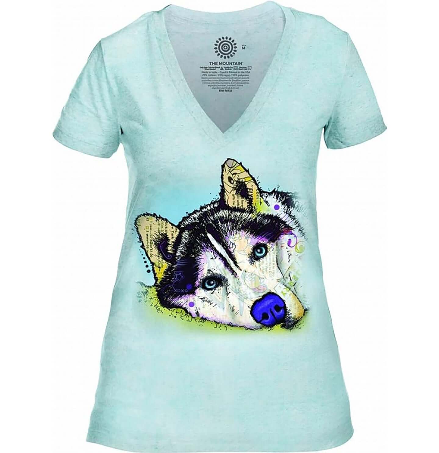 Russo Siberian Husky - Women's Tri-Blend V-Neck T-Shirt