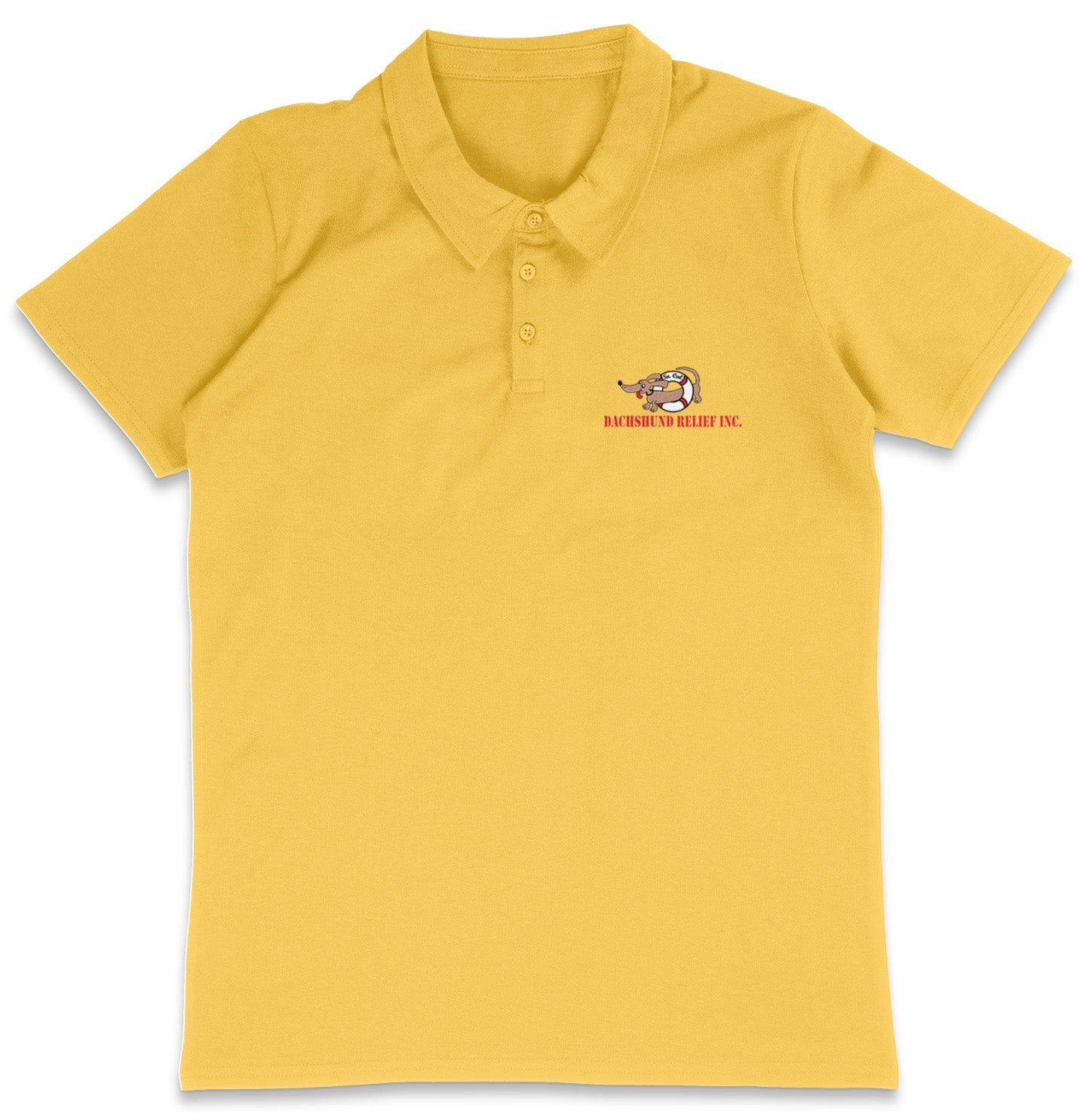 So Cal Dachshund Relief LC Logo - Adult Micro-Mesh Polo - Black - Large - Yellow
