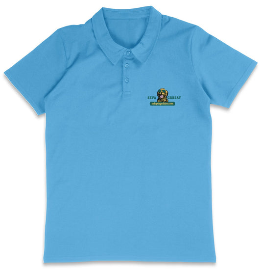 SEVA GRREAT Cool Dog LC Logo - Adult Micro-Mesh Polo - Light Blue - Medium - Graphic