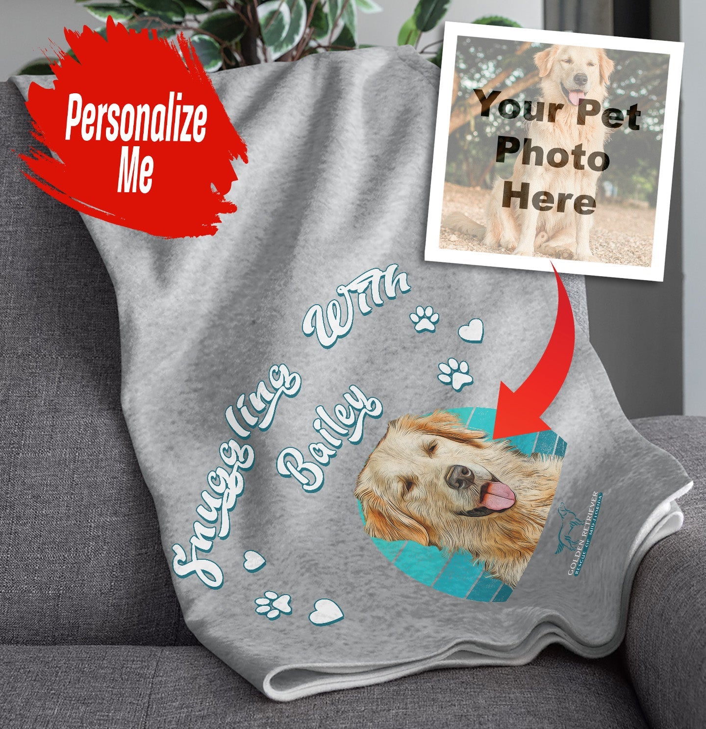 Snuggling With My Pet - Personalized Custom Fleece Sweatshirt Blanket - Grey - OSFA - Main