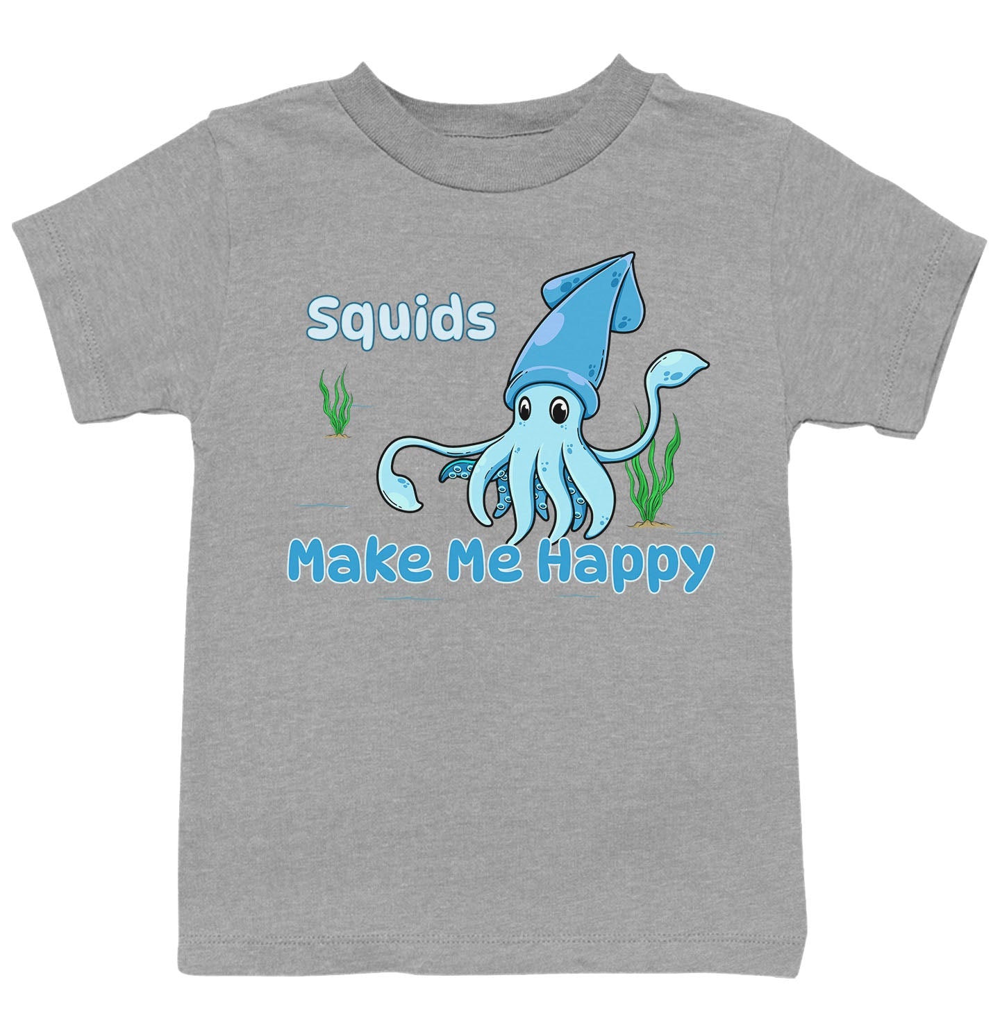 Squid Toon Make Me Happy - Kids' Unisex T-Shirt - Grey