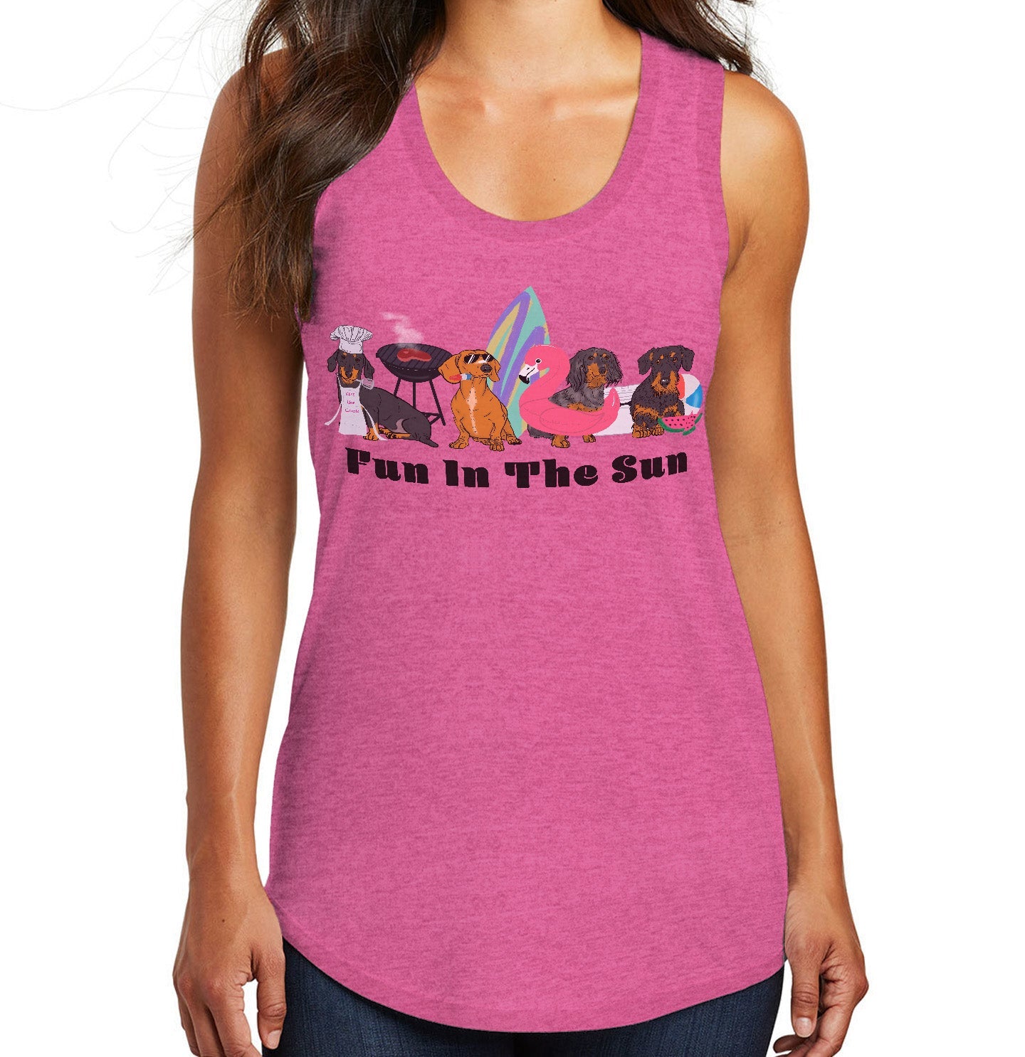 Summer Dachshunds - Women's Tri-Blend Racerback Tank