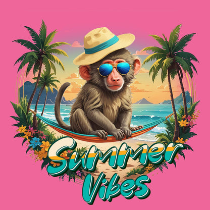 Summer Vibes Baboon - Women's Tri-Blend Racerback Tank - Graphic