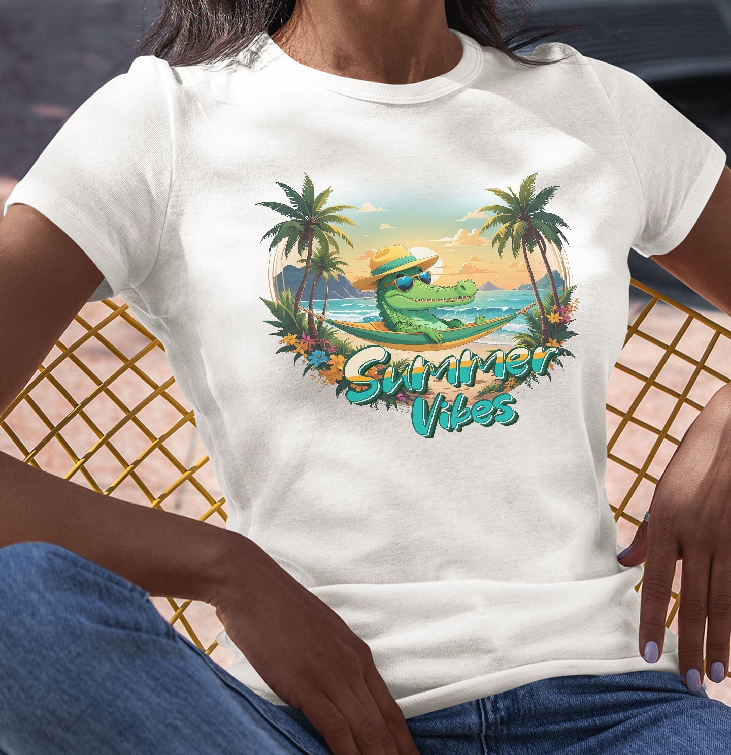 Summer Vibes Crocodile - Women's Tri-Blend T-Shirt - Main