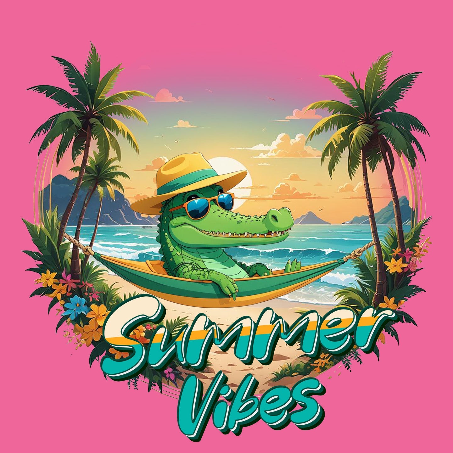 Summer Vibes Crocodile - Women's Tri-Blend Racerback Tank - Graphic