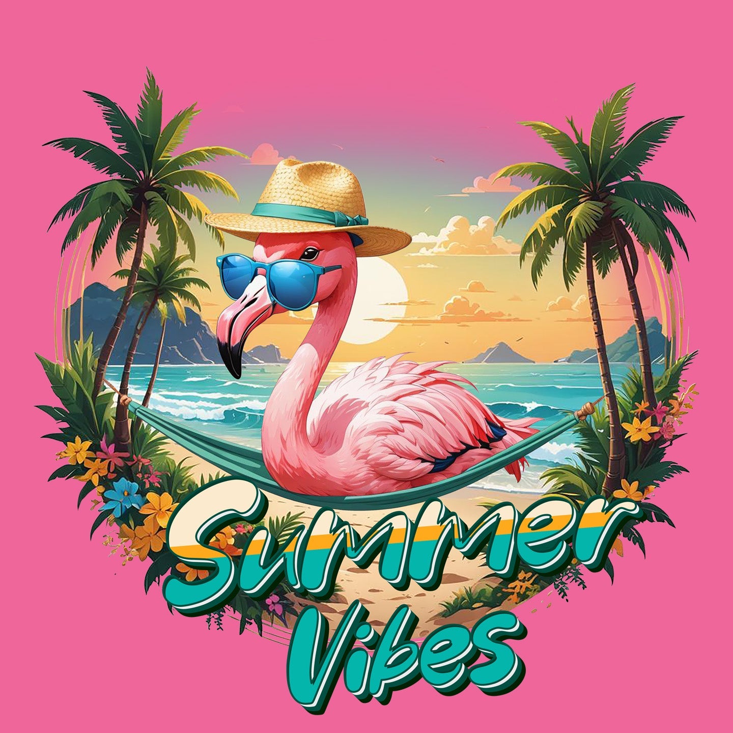 Summer Vibes Flamingo - Women's Tri-Blend Racerback Tank - Graphic