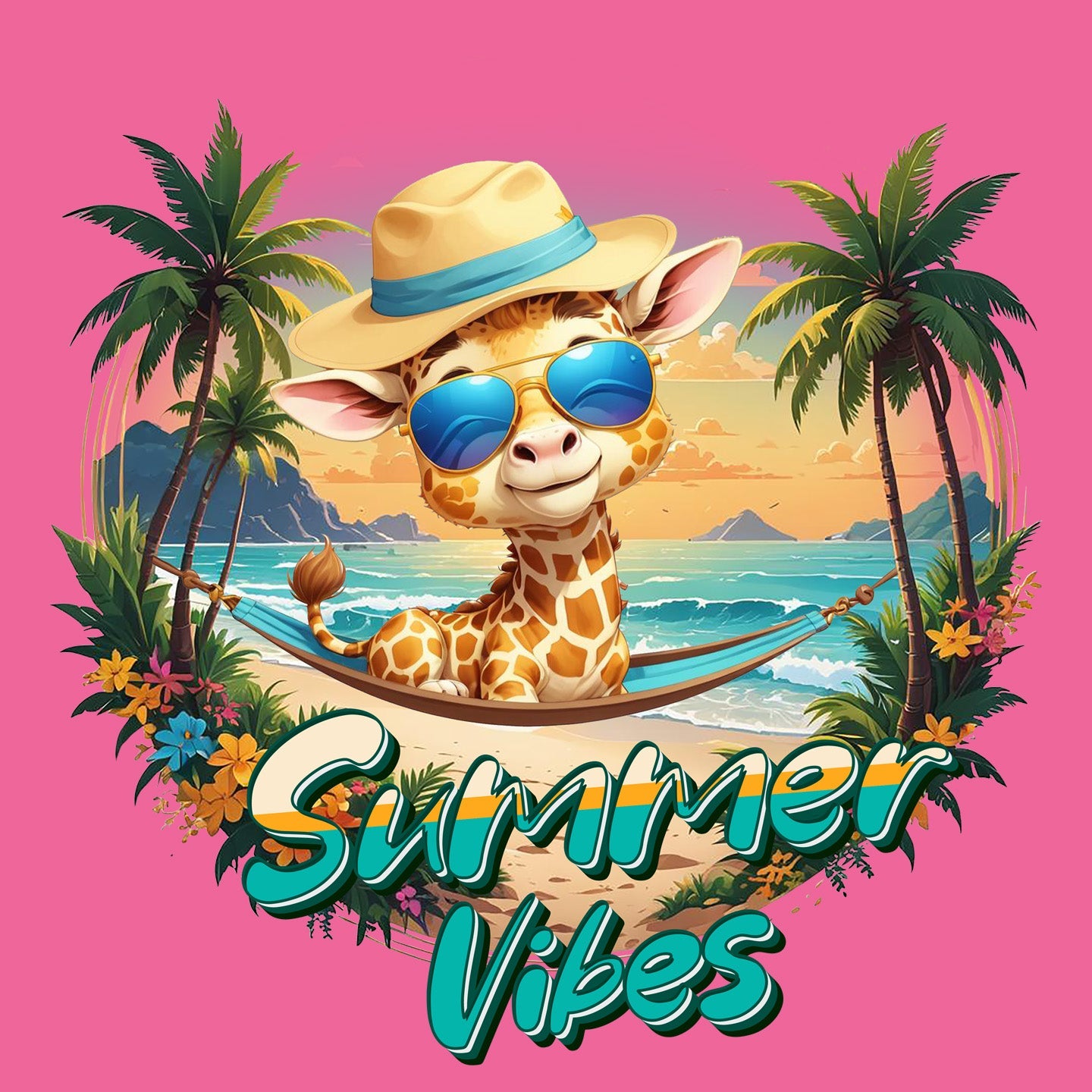 Summer Vibes Giraffe - Women's Tri-Blend Racerback Tank - Graphic