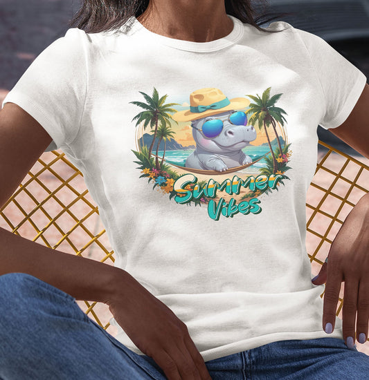 Summer Vibes Hippo - Women's Tri-Blend T-Shirt - Main