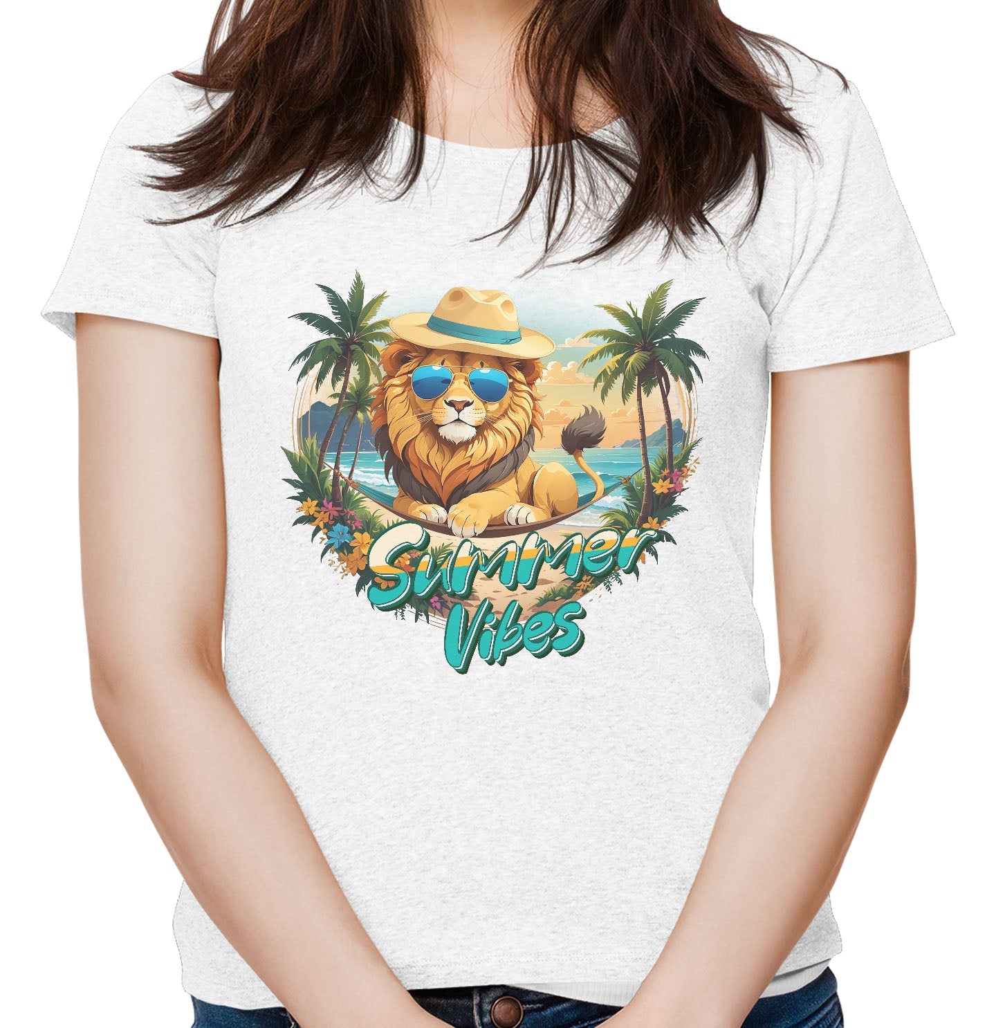 Summer Vibes LIon - Women's Tri-Blend T-Shirt - White