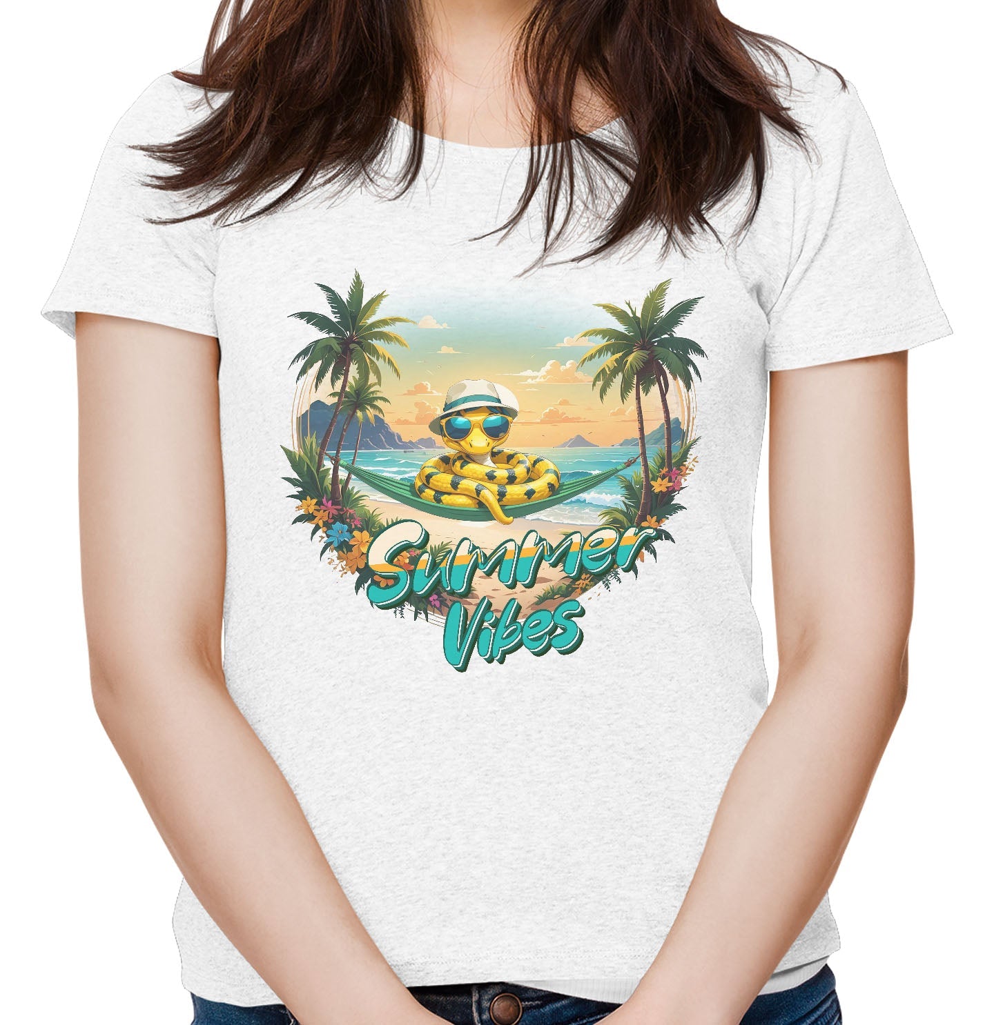 Summer Vibes Python - Women's Tri-Blend T-Shirt - White
