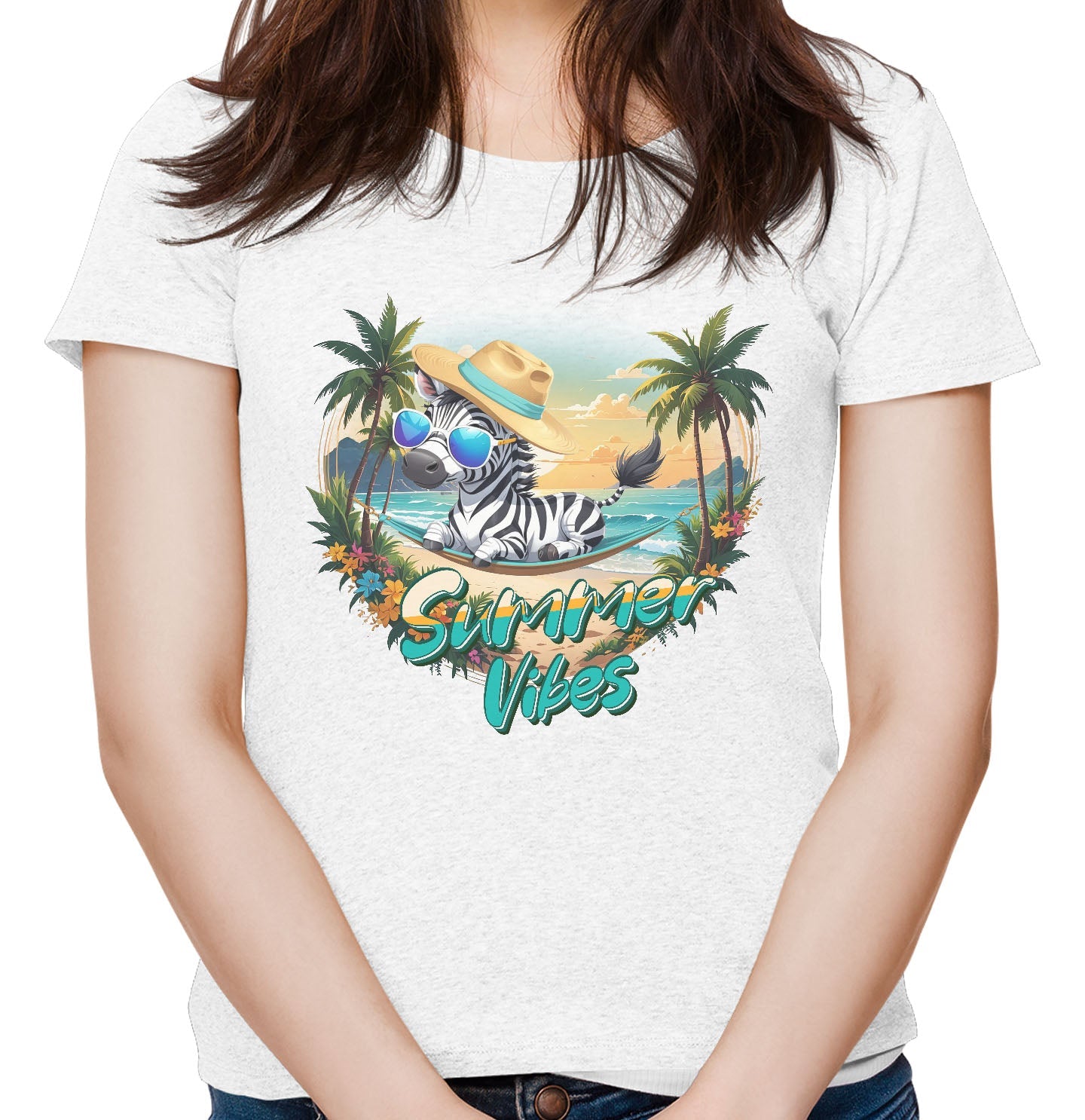 Summer Vibes Zebra - Women's Tri-Blend T-Shirt - White