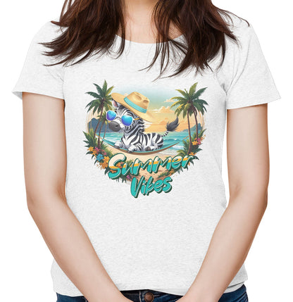 Summer Vibes Zebra - Women's Tri-Blend T-Shirt - White