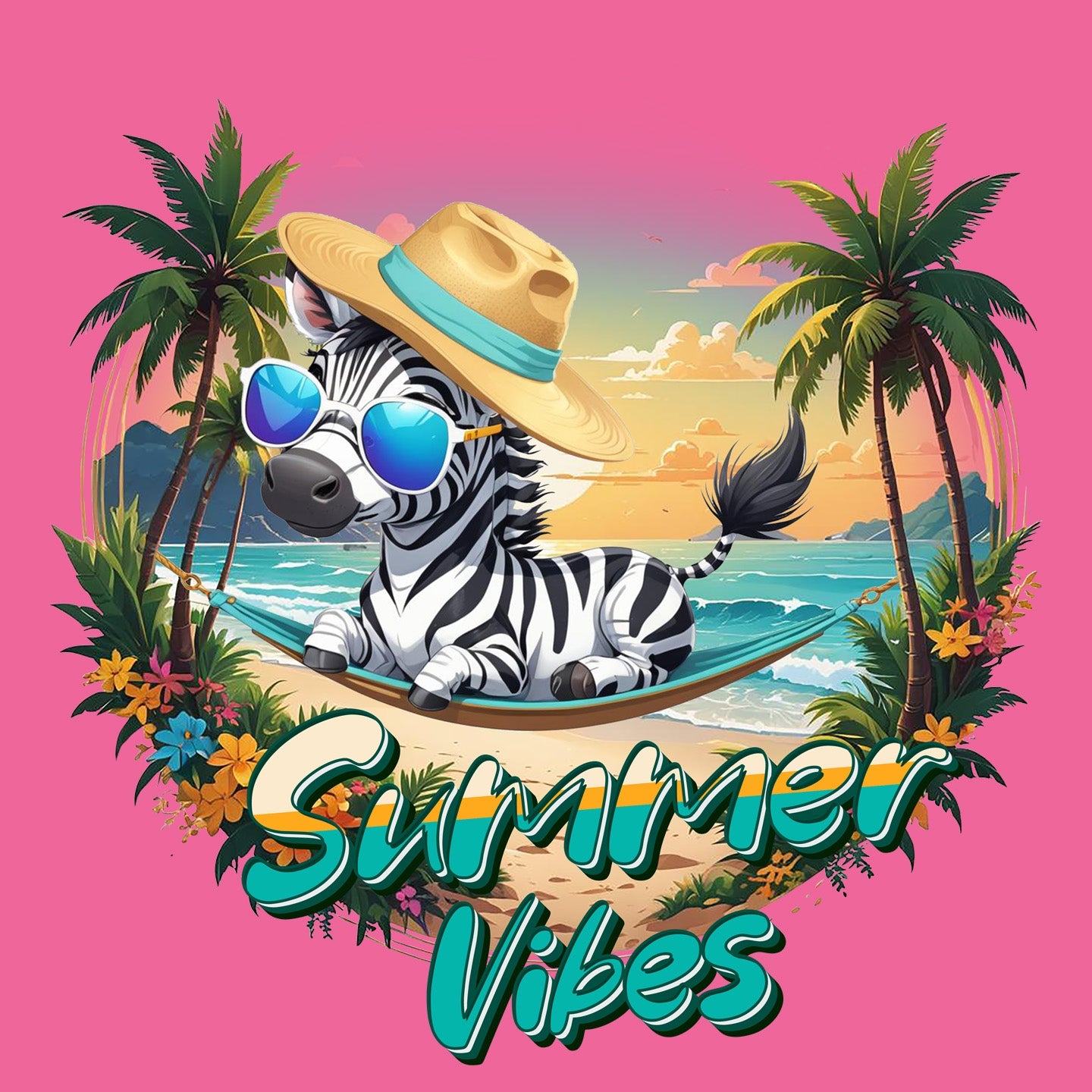 Summer Vibes Zebra - Women's Tri-Blend Racerback Tank - Graphic